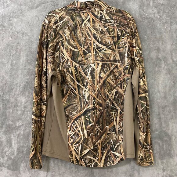 Mossy Oak Blades 1/4 Zip Shirt Men's L Tan Camo Performance Pullover - Picture 4 of 12